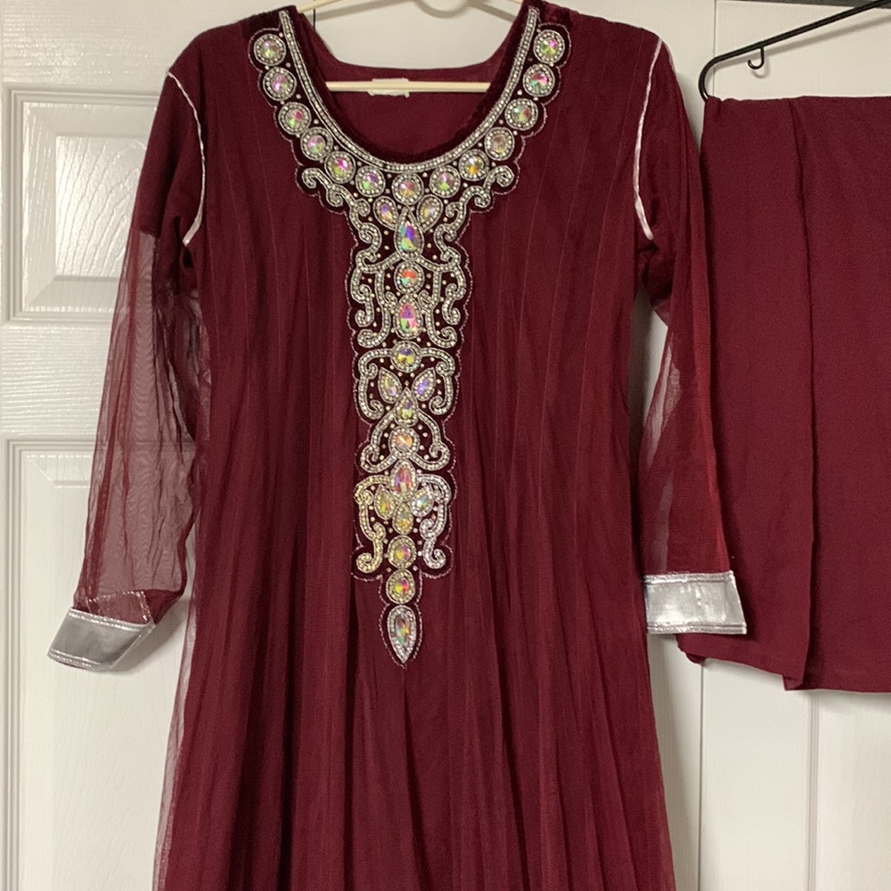 red net dress pakistani Red Net Pakistani Dress